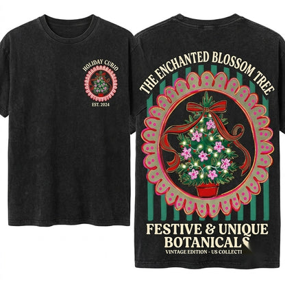 Preppy Cute Pink Green Retro Aesthetic Bow Frame Christmas Tree Holiday Sublimation Digital Download PNG Unisex Wash T-Shirt