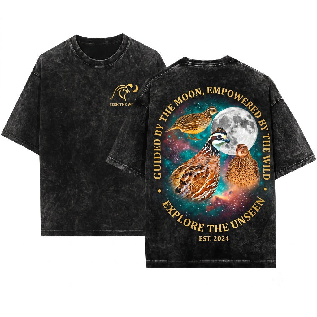 Bobwhite Quail Moon Retro Vintage Game Bird Galaxy Gift Nature Lover Pet Owner Unisex Wash T-Shirt