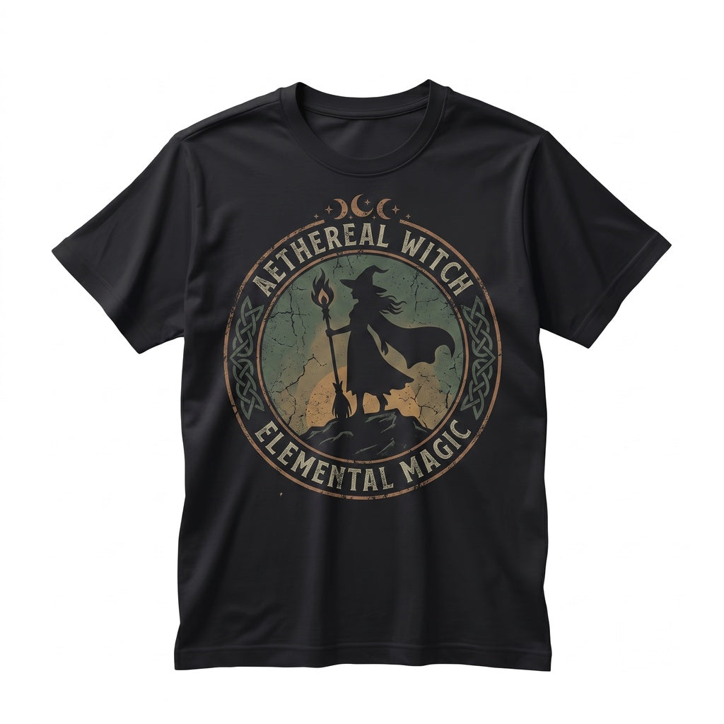 Watercolor Witch Silhouette Mystical Art Magical Halloween Graphic Gift Unisex TShirt