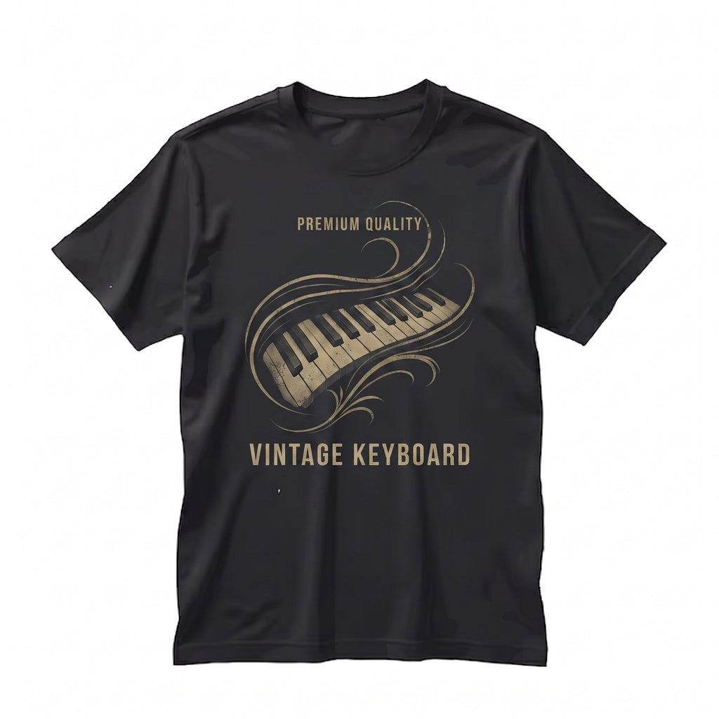 Piano Keyboard Faux Gold Print Classical Music Apparel Unisex TShirt