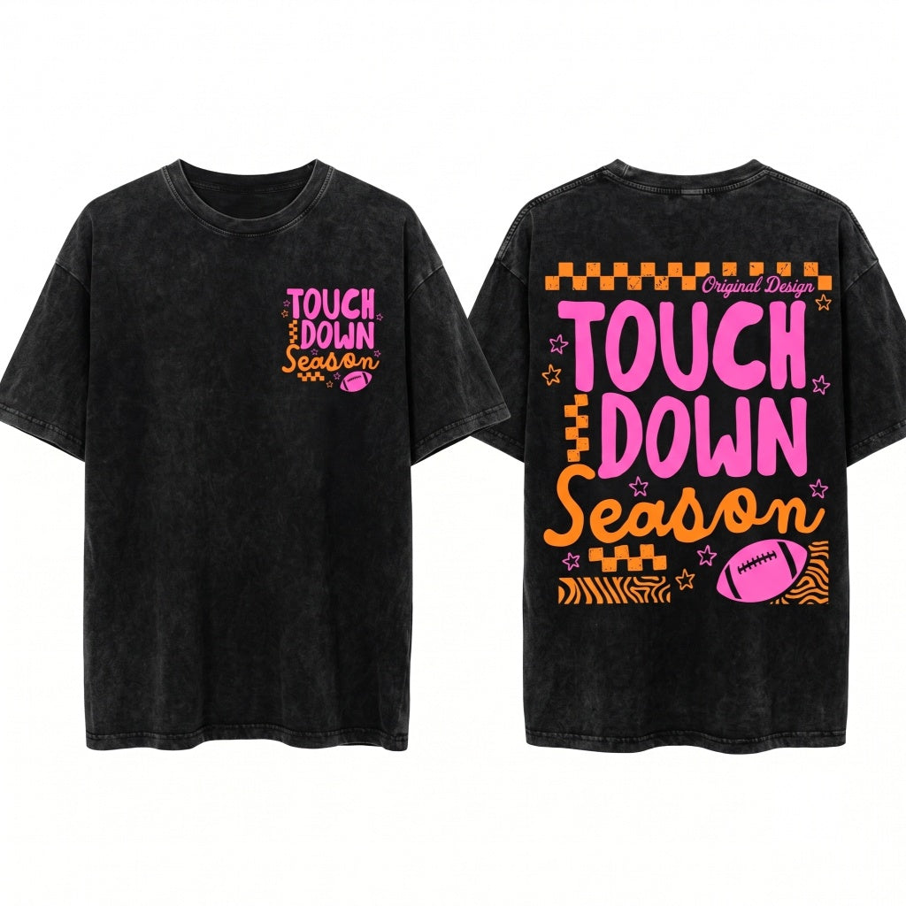 Touchdown Football Season Game Day Team Spirit Graphic Mom Unisex Wash T-Shirt