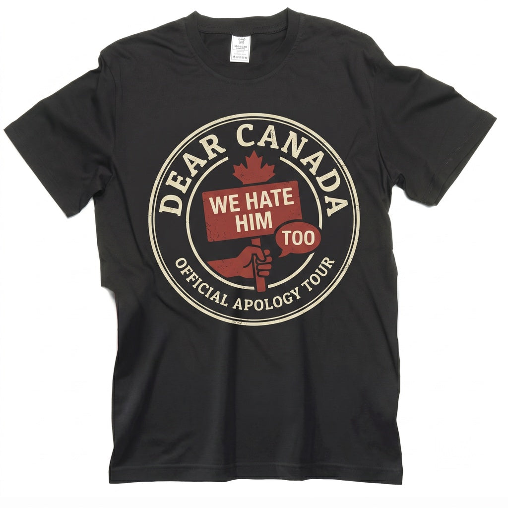 Dear Canada We Hate Him Too Anti Political Protest Novelty Canadian Gifts Graphic Top Unisex TShirt