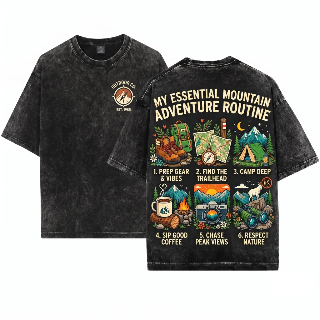 Things I Do On Mountain Adventure Hiking Camping Explore Outdoors Nature Lover Gift Unisex Wash T-Shirt