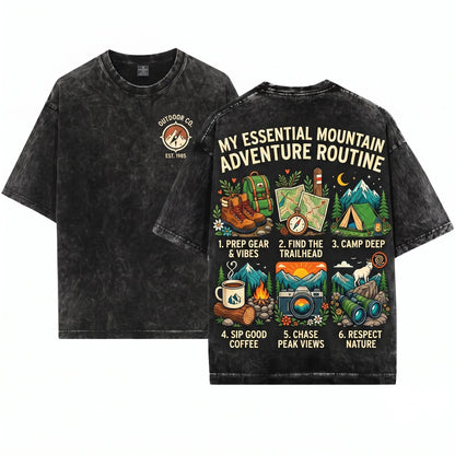 Things I Do On Mountain Adventure Hiking Camping Explore Outdoors Nature Lover Gift Unisex Wash T-Shirt