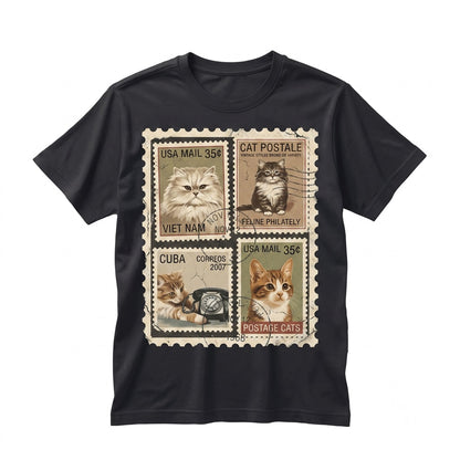 Vintage Cat Postage Stamp Graphic Red Protective Smartphone Cover Unisex TShirt