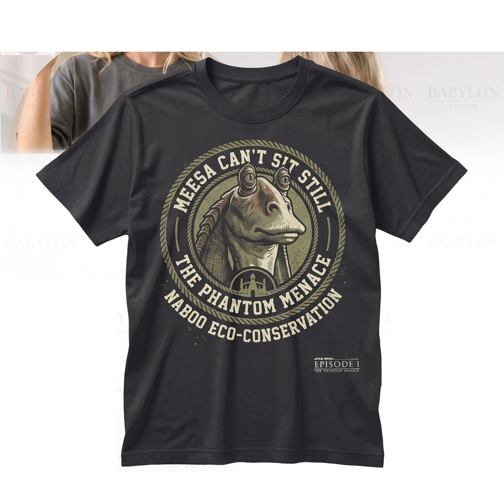Vintage Jar Jar Binks Sci-Fi Graphic Front Back Retro Gungan Meme Apparel Unisex TShirt
