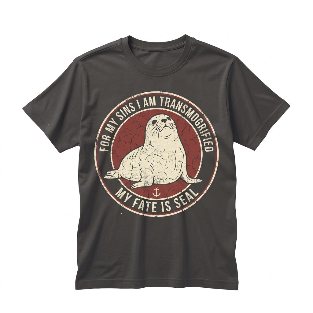 Funny My Fate Is Seal Cute Marine Animal Pun Vintage Graphic Casual Cotton Unisex TShirt