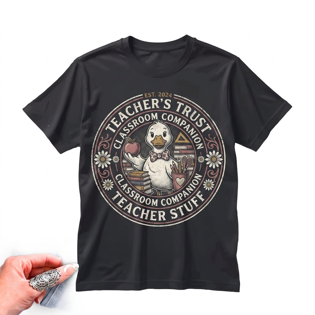 Cute Goose Teacher Graphic Tee, Whimsical Classroom School Funny Reading Education Style Top Gift Unisex TShirt