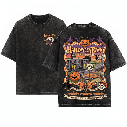 Vintage Retro 90s Spooky Town Halloween Est 1988 University Crewneck Sweatshirt Sweater Unisex Wash T-Shirt