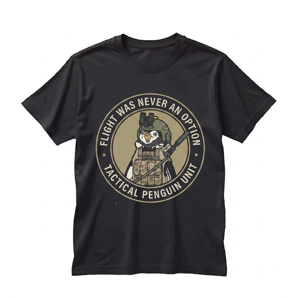 Flight Was Never An Option Tactical Penguin Military Animal Armed Meme Funny Gift For Him Heavyweight Unisex TShirt