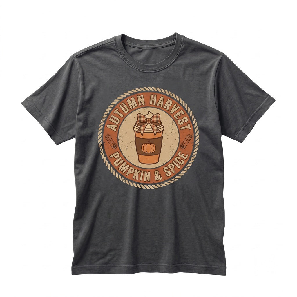 Coquette Pumpkin Spice Latte Fall Coffee Ribbons Autumn Thanksgiving Halloween Bows Graphic Print Unisex TShirt