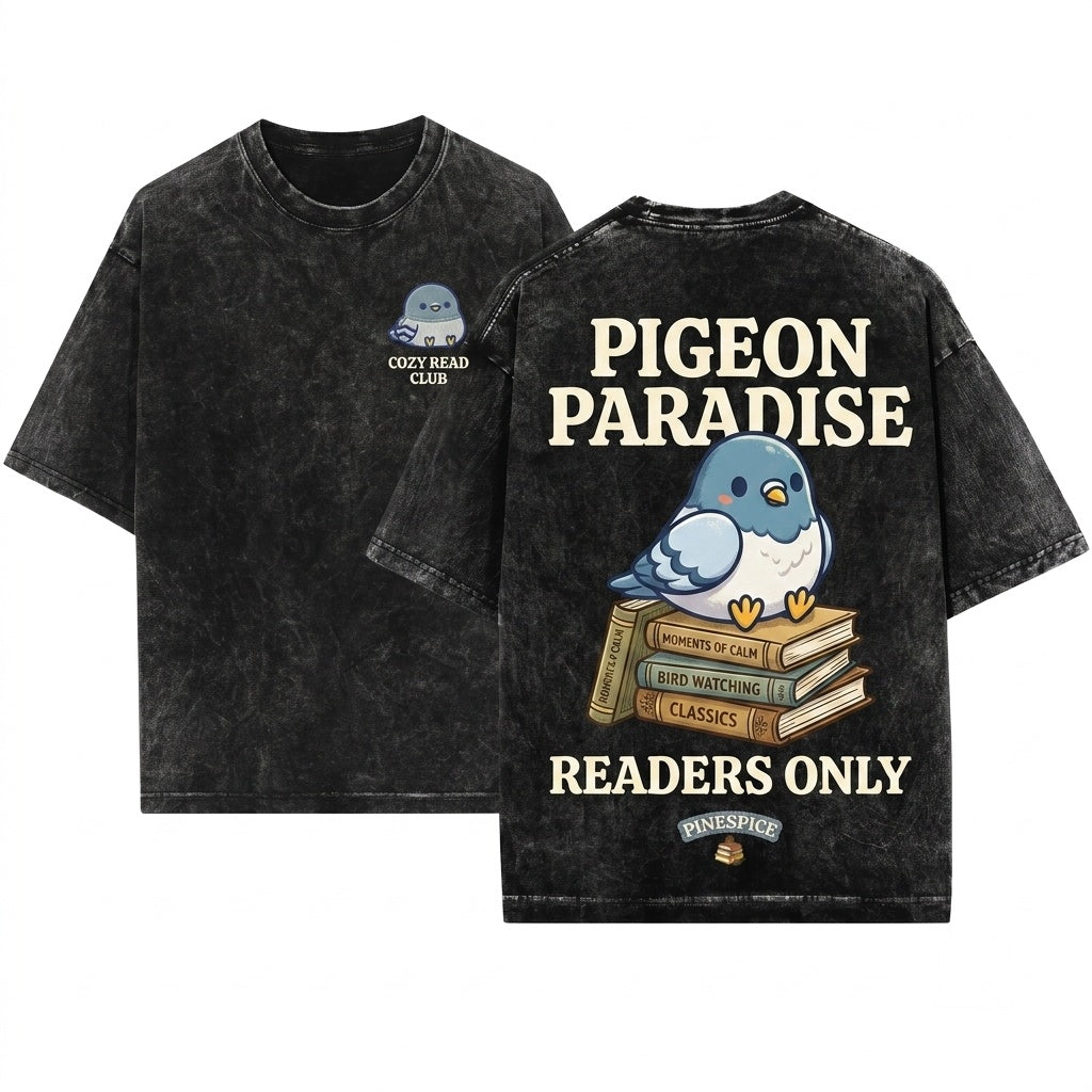 Cute Pigeon Chubby Bird Embroidered Lover Gift Unisex Wash T-Shirt
