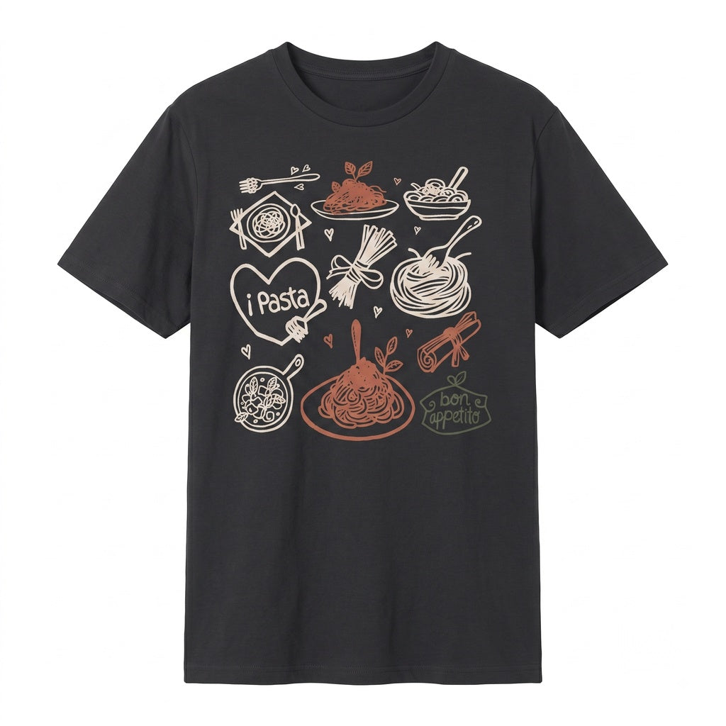 Italian Pasta Graphic Vintage Food Lover Spaghetti Novelty Apparel Unisex TShirt