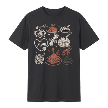 Italian Pasta Graphic Vintage Food Lover Spaghetti Novelty Apparel Unisex TShirt