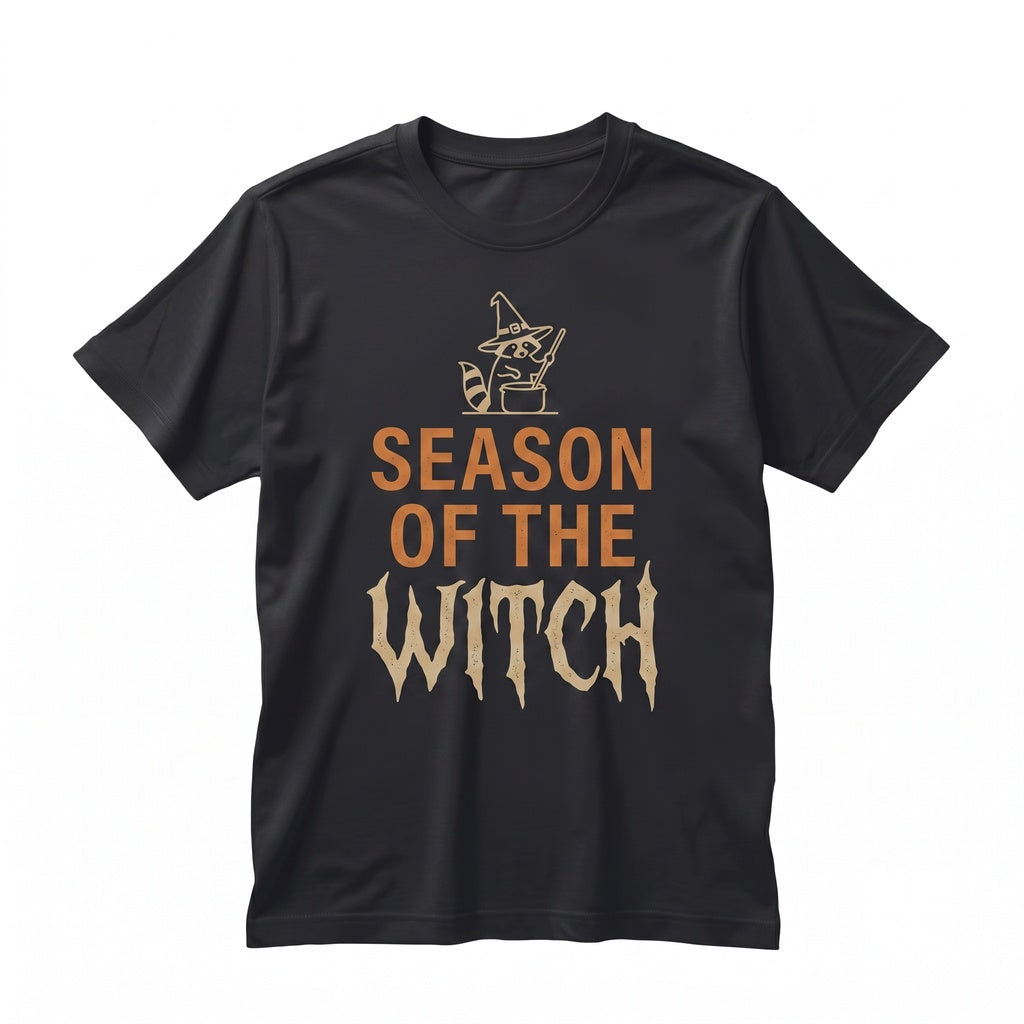 Spooky Halloween Raccoon Witch Hat Cauldron Fall Graphic Crewneck Sweatshirt Unisex TShirt