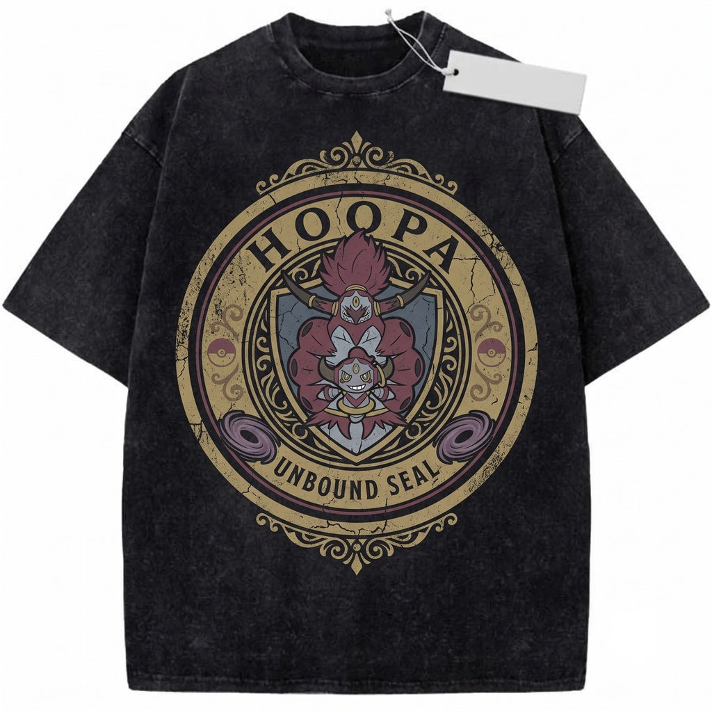 Vintage Oversized Anime Graphic Hoopa Garment Dyed Mineral Wash Mythical Djinn Unisex TShirt