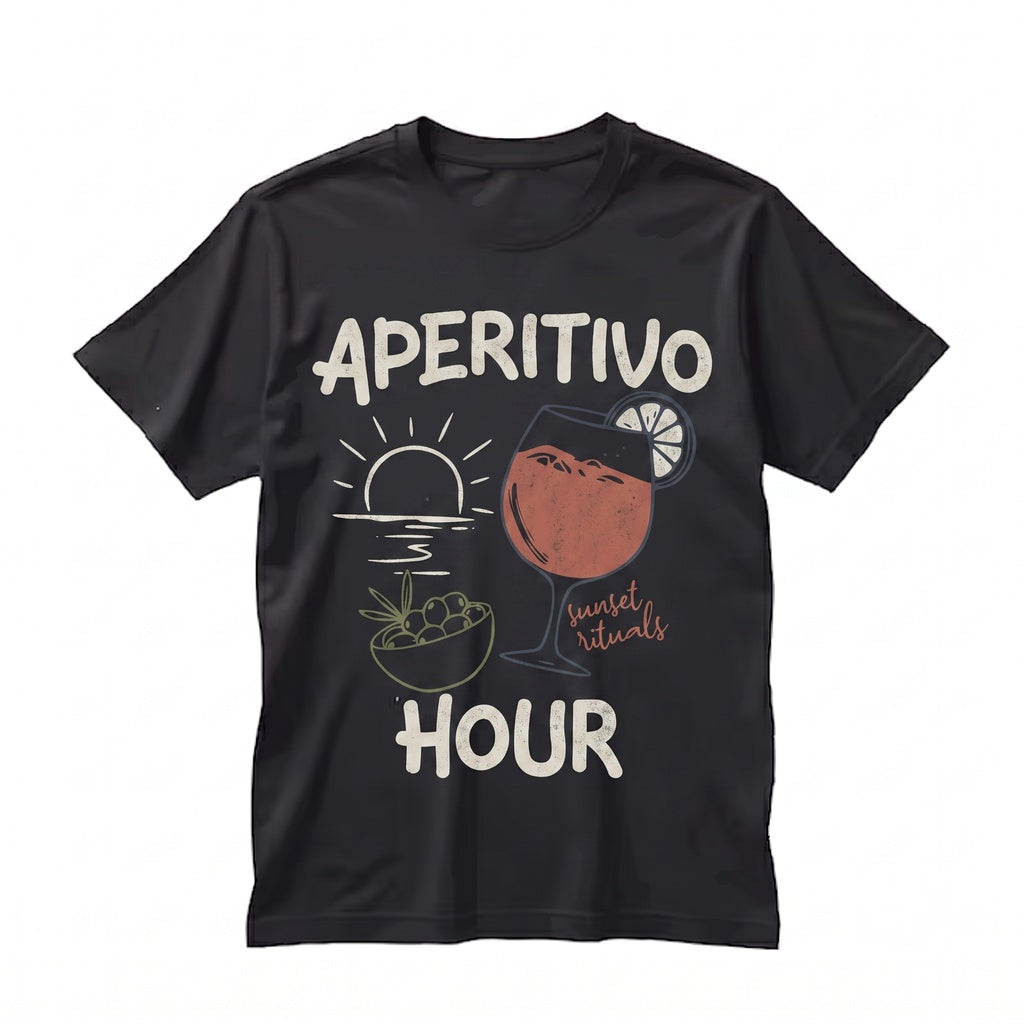 Aperitivo Hour Graphic Italian Orange Spritz Cocktail Vintage Unisex TShirt