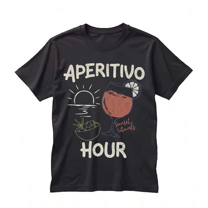 Aperitivo Hour Graphic Italian Orange Spritz Cocktail Vintage Unisex TShirt