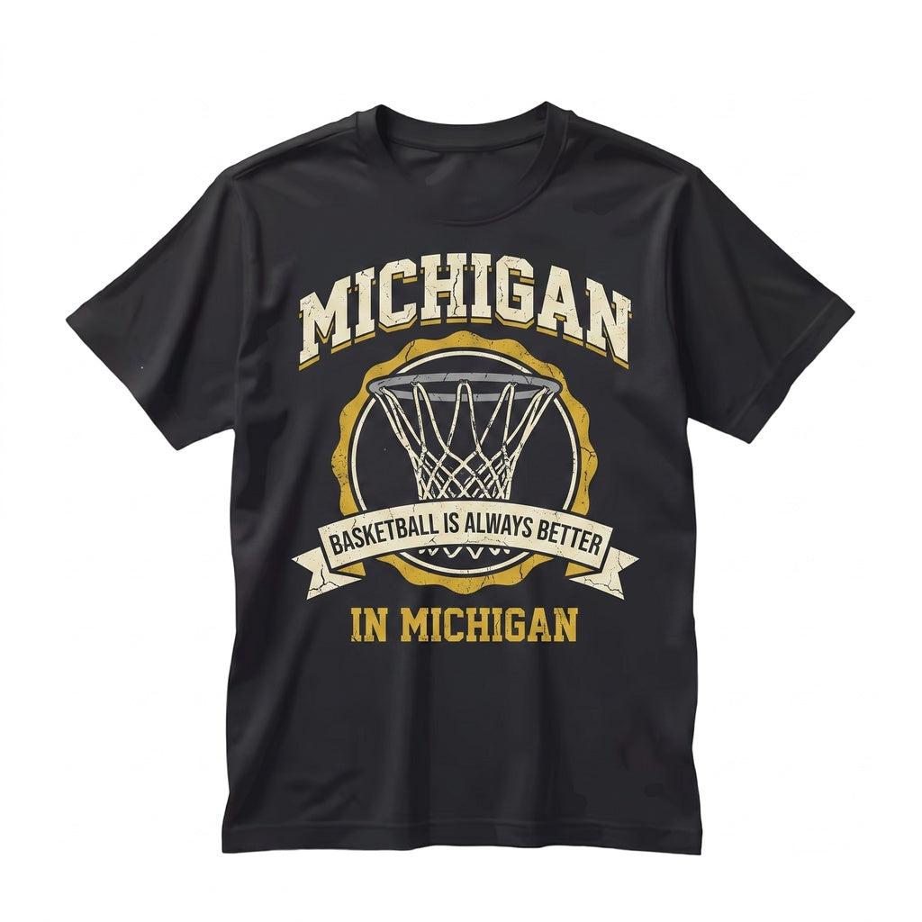 Vintage Michigan Basketball Graphic Minimalist Streetwear Hoops Unisex TShirt
