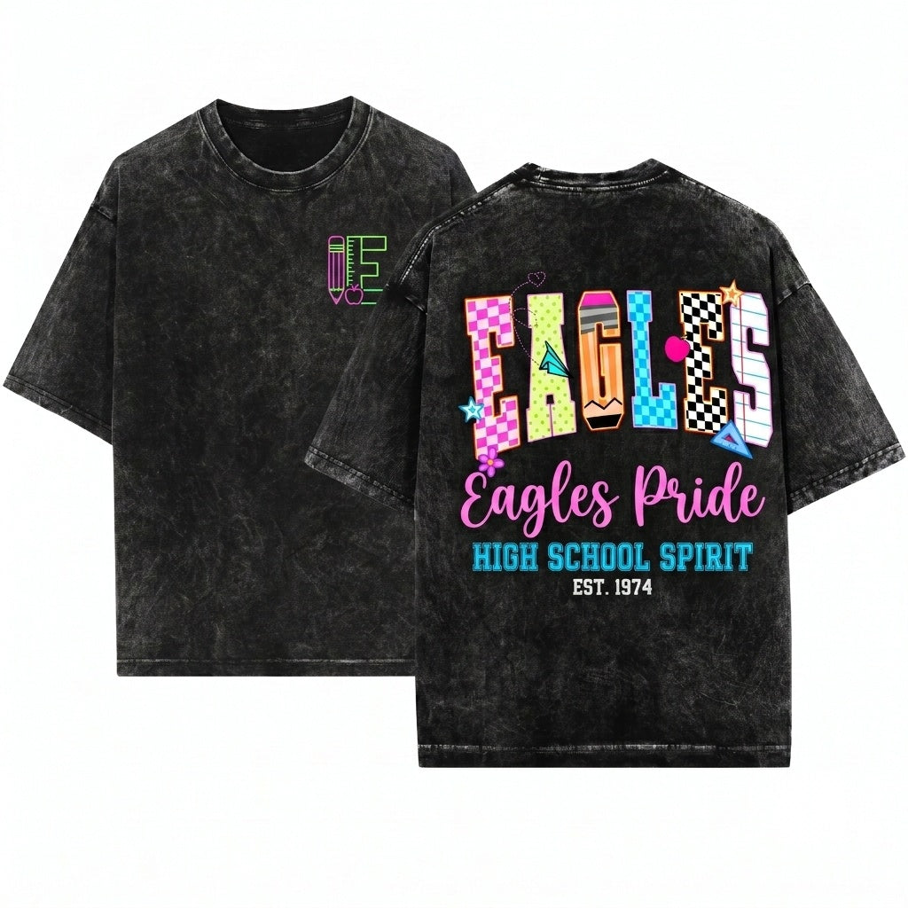 Personalized Eagles School Mascot Teacher Student Matching Apparel Unisex Wash T-Shirt
