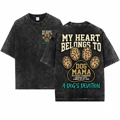 Dog Mama Leopard Paw Sweatshirt Cotton Polyester Apparel Unisex Wash T-Shirt