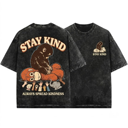 Stay Kind Punch The Monkey Viral Orangutan Graphic Gift Unisex Wash T-Shirt