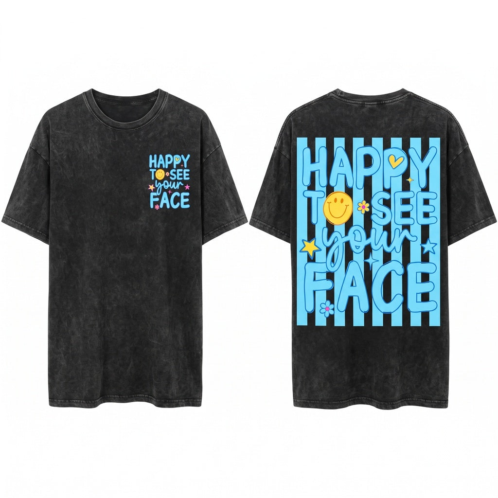 Happy To See Your Face Trending Stripes Teacher Student Back School Unisex Wash T-Shirt
