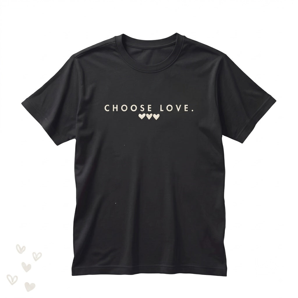 Choose Love Minimalist Heart Graphic Soft Cotton Crewneck Short Sleeve Top Unisex TShirt