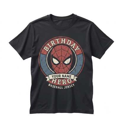 Custom Kids Spider Birthday Boy Baseball Jersey, Web Hero Party Gamer Gift Unisex TShirt
