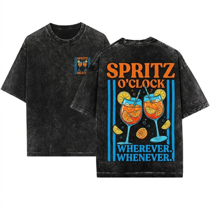 Feelin Spritzy Cocktail Vacation Club Summer Spritz Unisex Wash T-Shirt