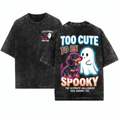 Funny Halloween Ghost Dog Boop Pet Lover Graphic Unisex Wash T-Shirt