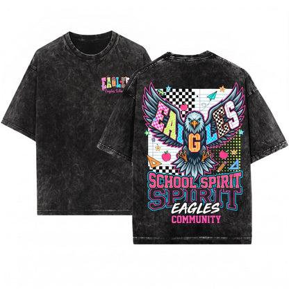 Custom Personalized School Name Eagles Mascot Spirit Teacher Student Matching Unisex Wash T-Shirt