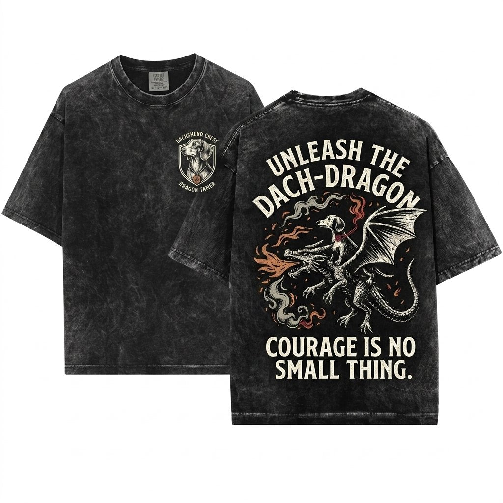 Dachshund Dragon Medieval Funny Wiener Dog Graphic Comfort Colors Unisex Wash T-Shirt