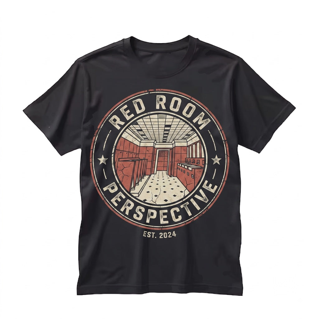 Haunted Mountain Hotel Creepy Red Bathroom Vintage Horror Movie Graphic Print Unisex TShirt