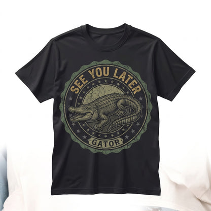 Later Alligator After While Front and Back Graphic Retro Pink Teal Cotton Top Unisex TShirt