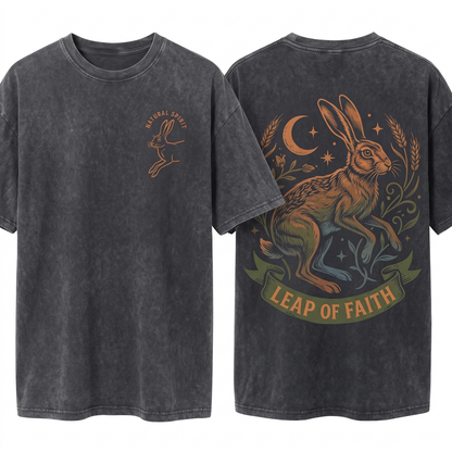 Vintage Realistic Hare Linocut Graphic Tee - Gothic Ink Engraved Rabbit Dark Art Illustration Gift Unisex Heavyweight Garment-Dyed T-Shirt