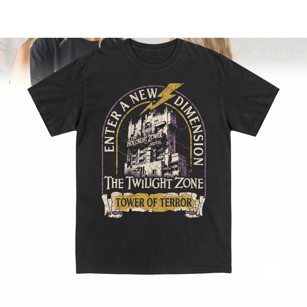 Retro Mystery Elevator Theme Park Destination Front Back Graphic Apparel Unisex TShirt