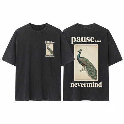 Pause Nevermind Vintage Funny Mahjong Tile Game Graphic Unisex Wash T-Shirt