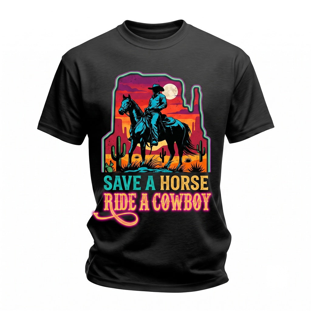 Save Horse Ride Cowboy Funny Western Cowgirl Graphic Country Music Quote Unisex TShirt