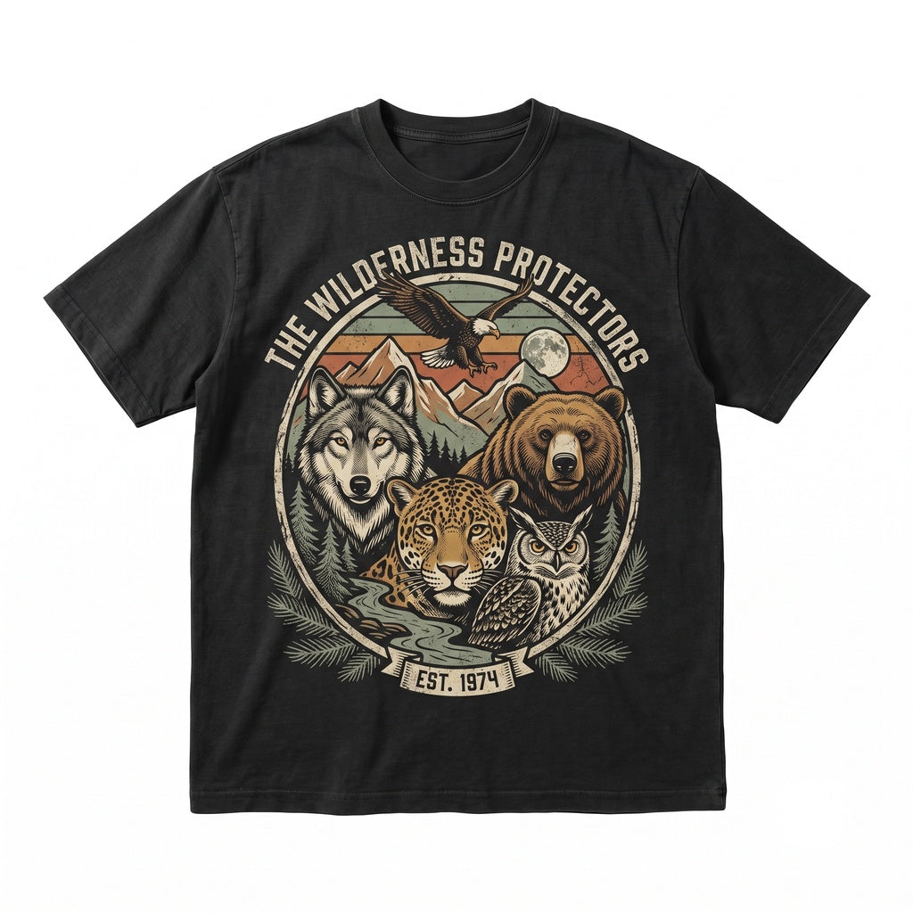 Vintage 90s African Safari Wildlife Graphic Retro Savannah Nature Wolf Eagle Leopard Bear Owl Unisex TShirt