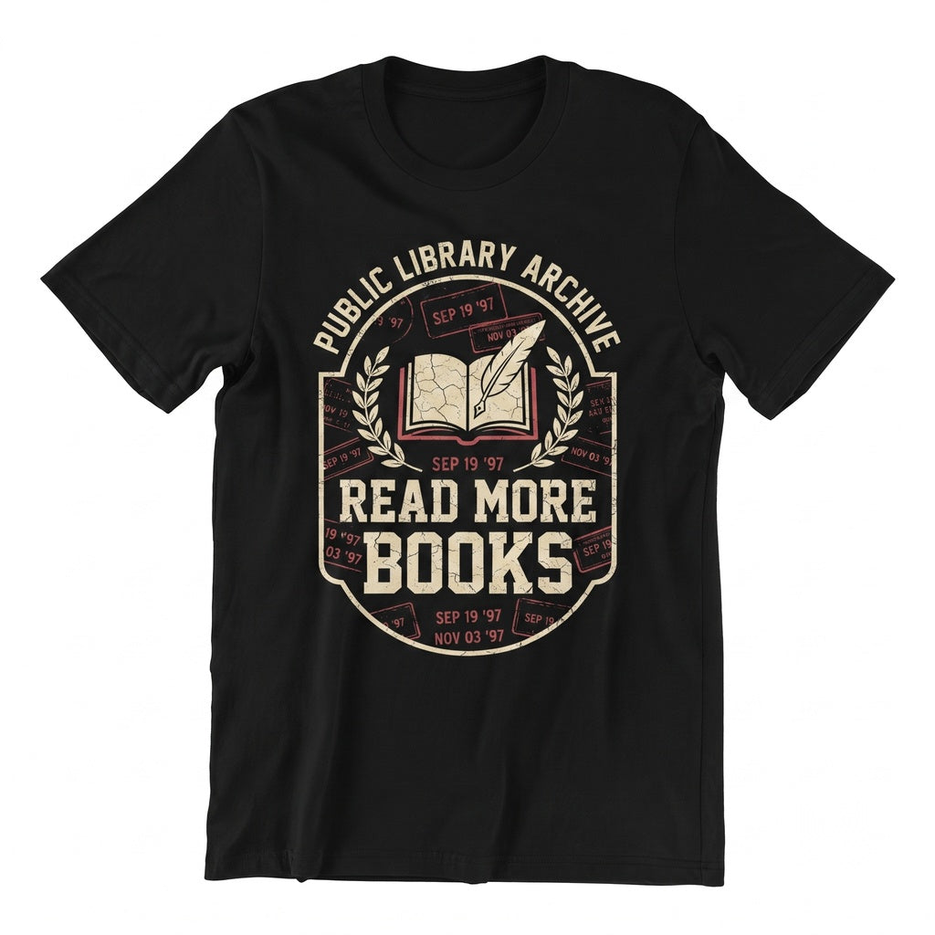 Read More Books Vintage Library Card Tee, Bookish Librarian Reading Shirt, Bookworm Gift Unisex TShirt