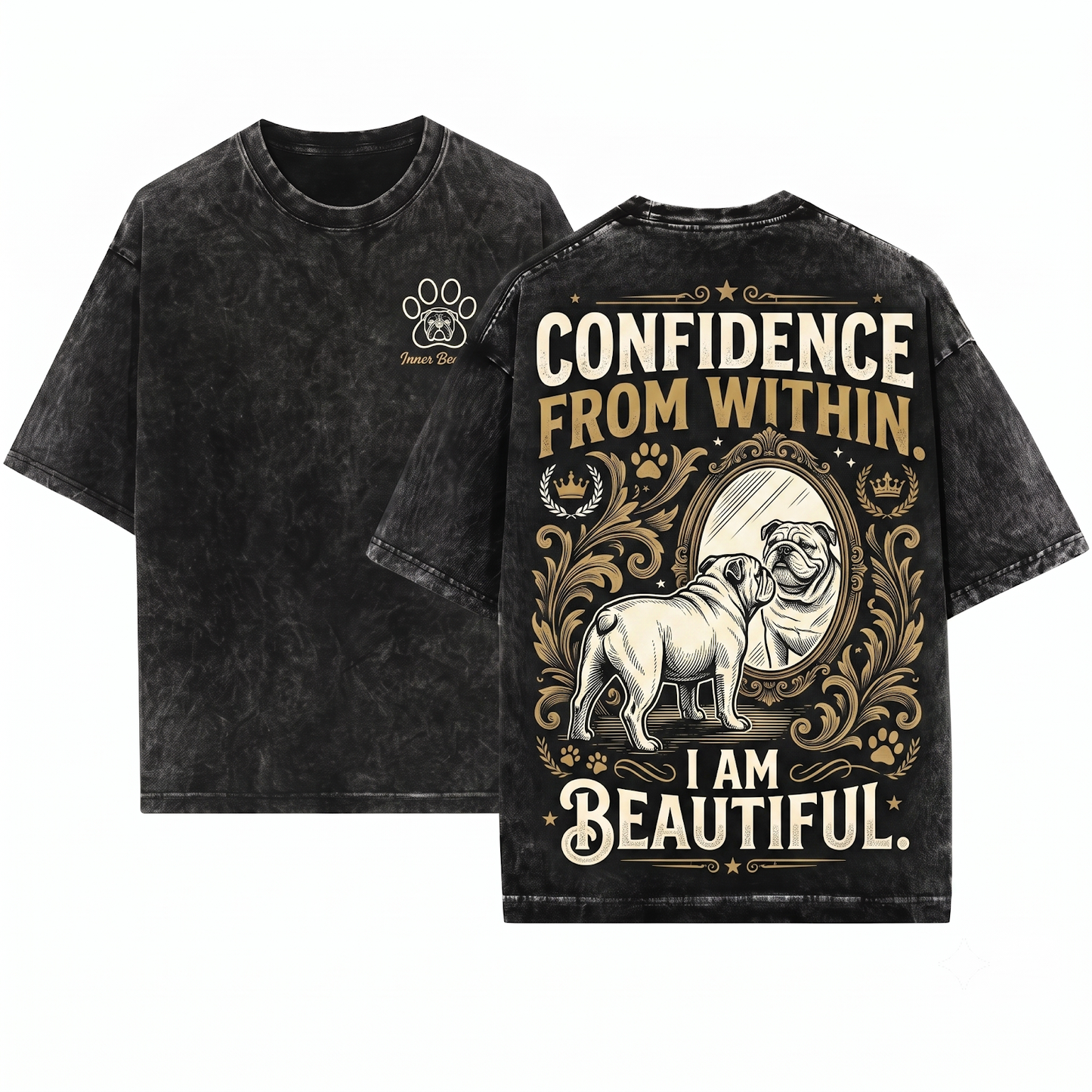 Positive Affirmation English Bulldog Self Care Motivational Dog Mom Or Dad Gift Unisex Heavyweight Garment-Dyed T-Shirt