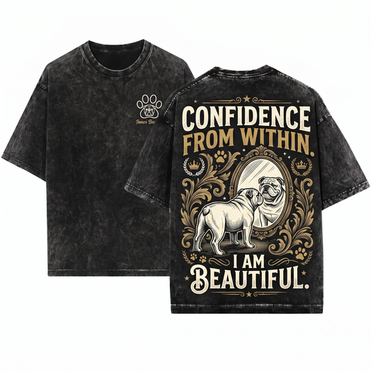 Positive Affirmation English Bulldog Self Care Motivational Dog Mom Or Dad Gift Unisex Heavyweight Garment-Dyed T-Shirt