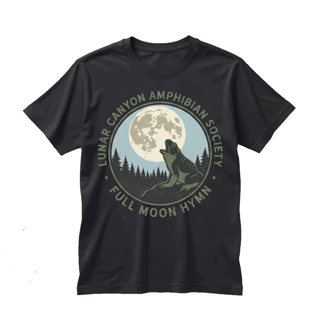 Vintage Frog Howling at Full Moon Retro Dark Wolf Parody Animal Lover Gift Unisex TShirt