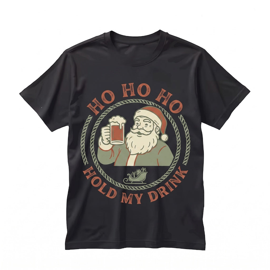 Funny Hold My Drink Santa Christmas Sarcastic Holiday Graphic Vintage Gift Unisex TShirt