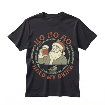 Funny Hold My Drink Santa Christmas Sarcastic Holiday Graphic Vintage Gift Unisex TShirt