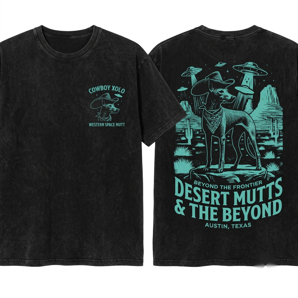 UFO Pharaoh Hound Western Cowboy Ranch Country Dog Mom Dad Gift Unisex Wash T-Shirt
