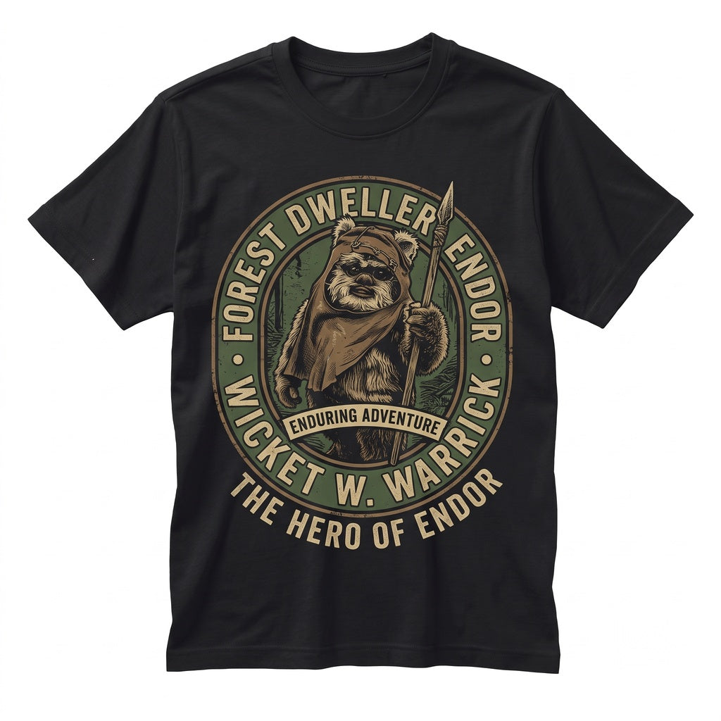 Vintage Retro Endor Forest Moon Ewok Sci-Fi Droids Graphic Print Unisex TShirt