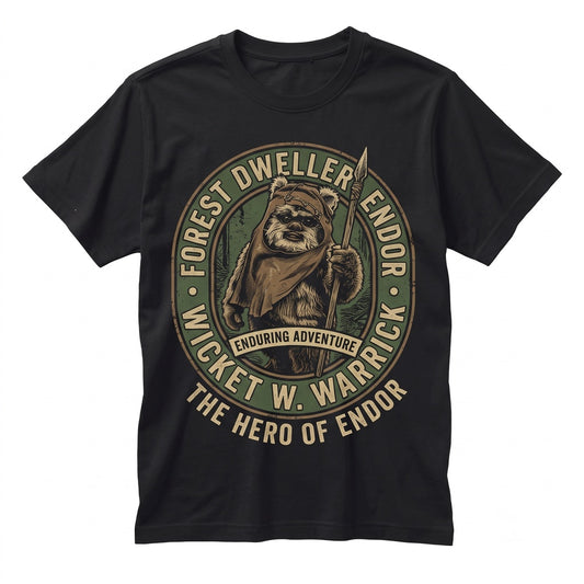 Vintage Retro Endor Forest Moon Ewok Sci-Fi Droids Graphic Print Unisex TShirt