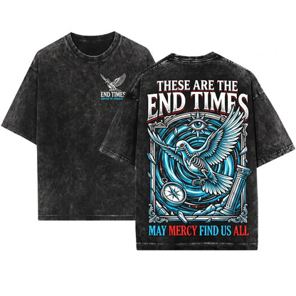 End Times Pigeon Apocalyptic Gothic Graphic Vintage Print Unisex Wash T-Shirt